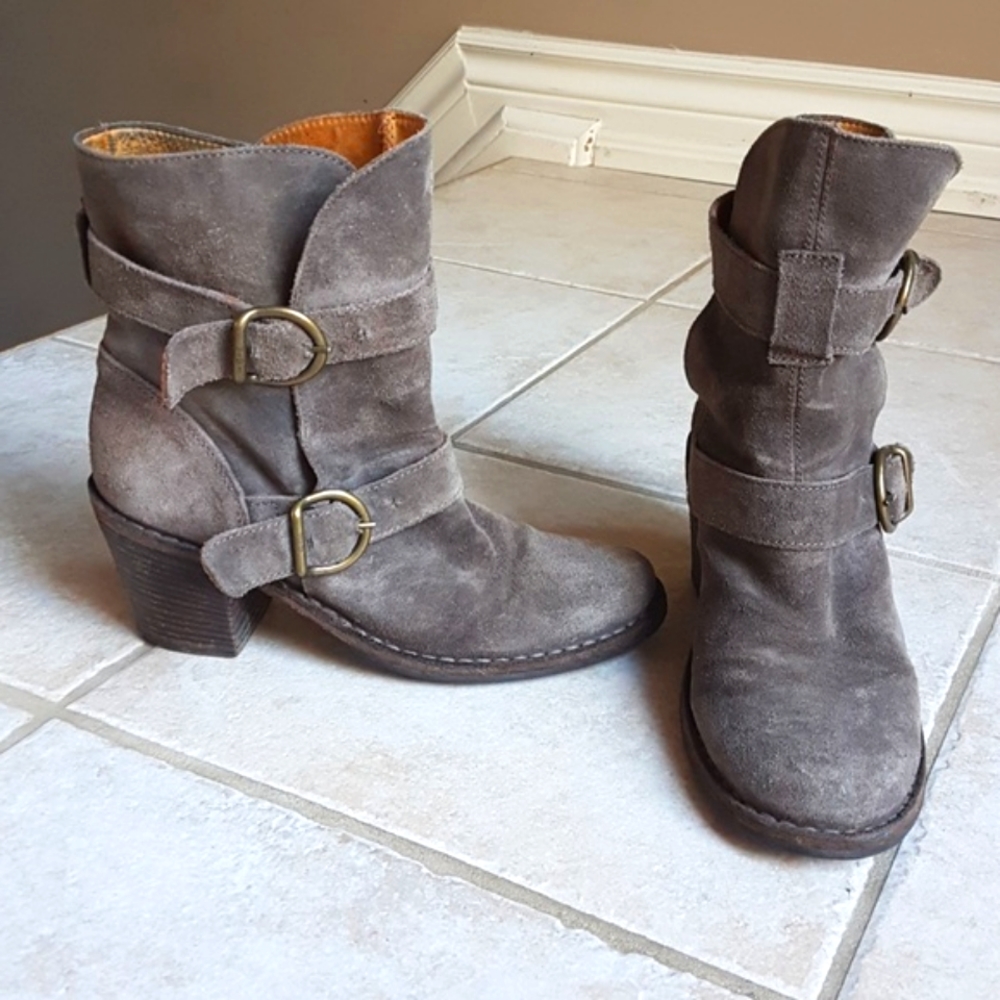 FIORENTINI + BAKER Suede Gray Moto Boots Size 36